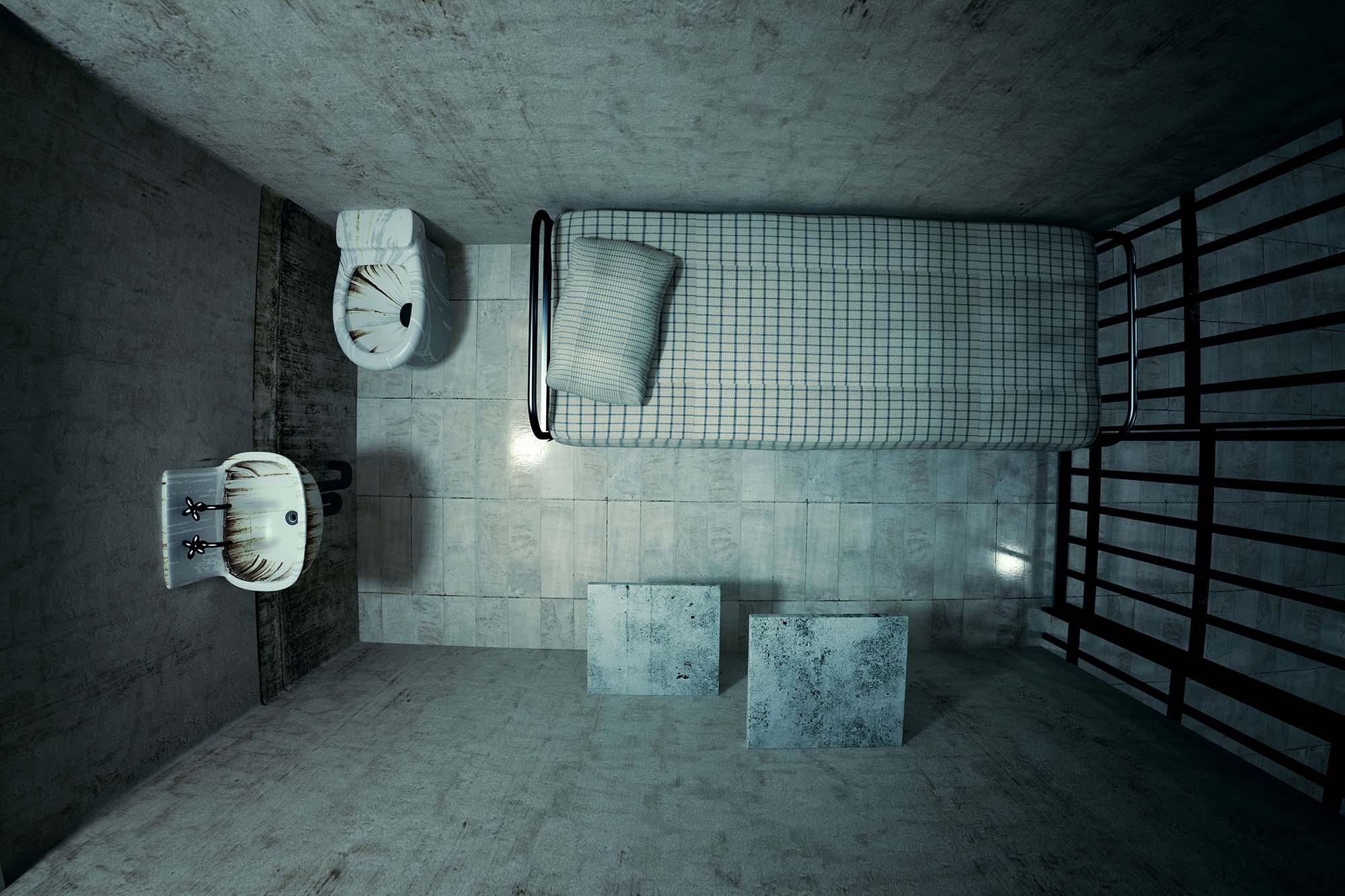 Prison cell.